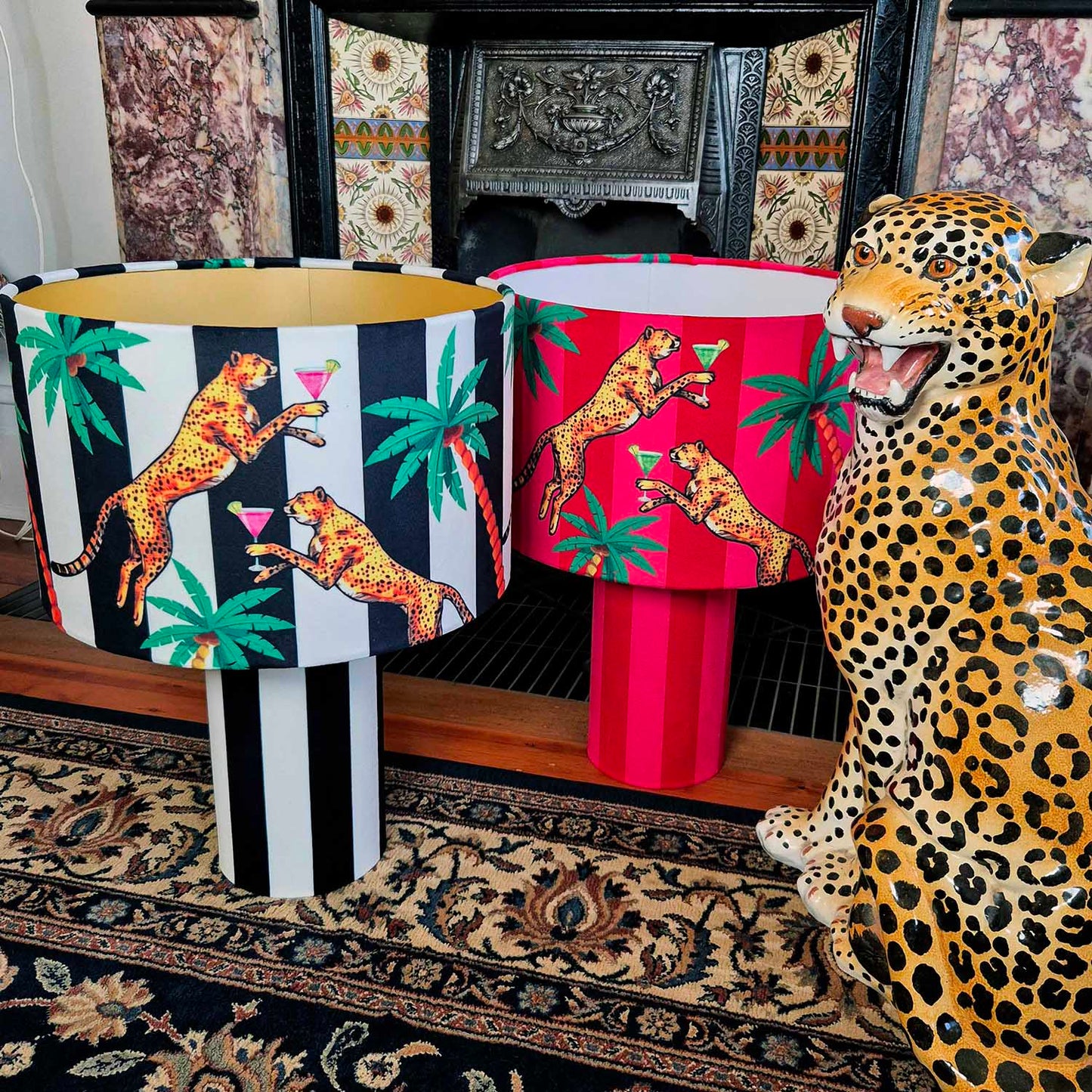 Cocktail Cheetah Black & White Striped Table Lamp