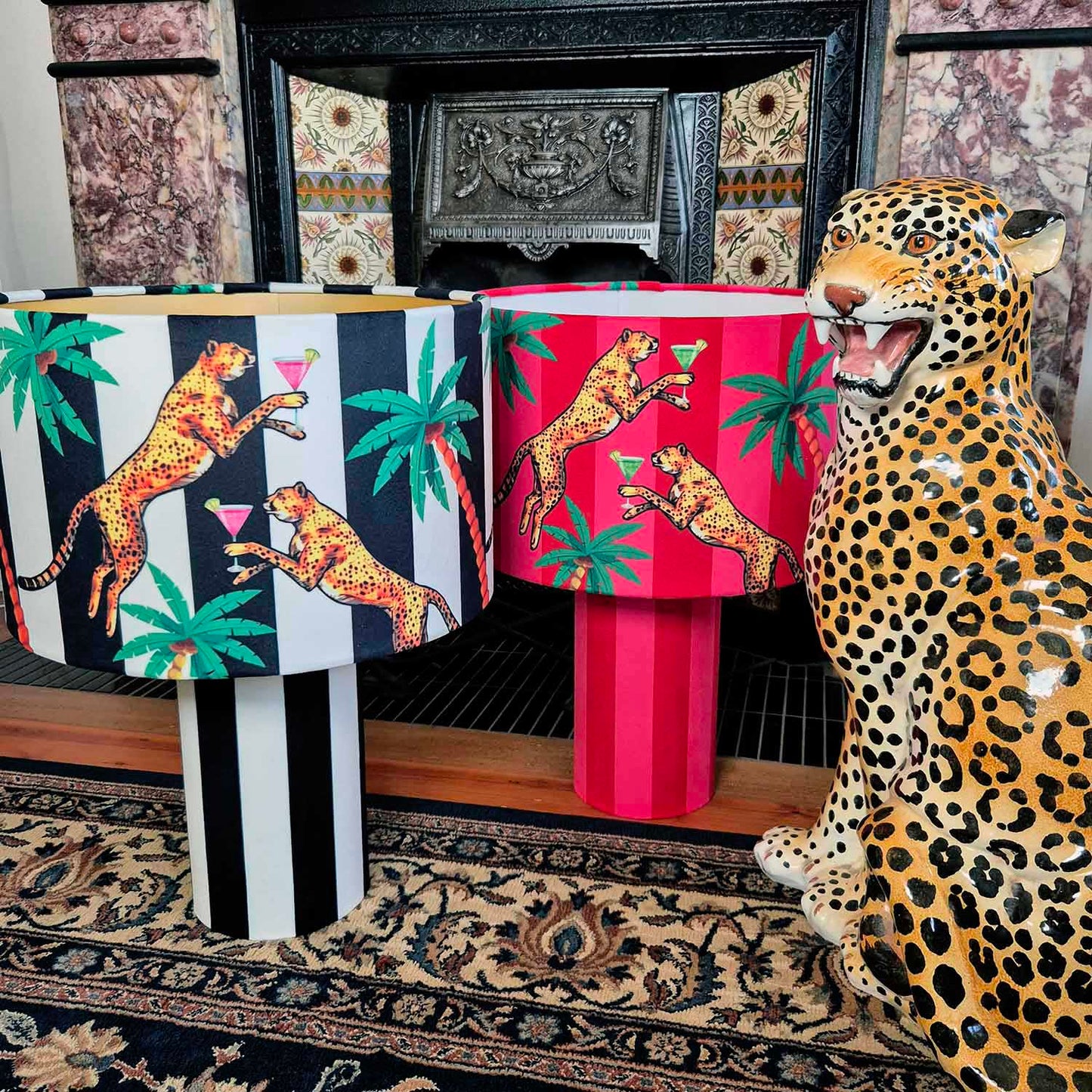 Cocktail Cheetah Red & Pink Striped Table Lamp