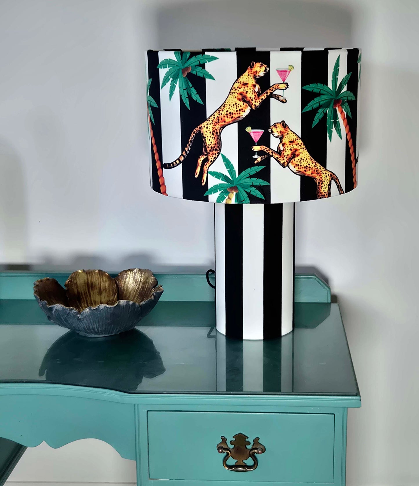 Cocktail Cheetah Black & White Striped Table Lamp