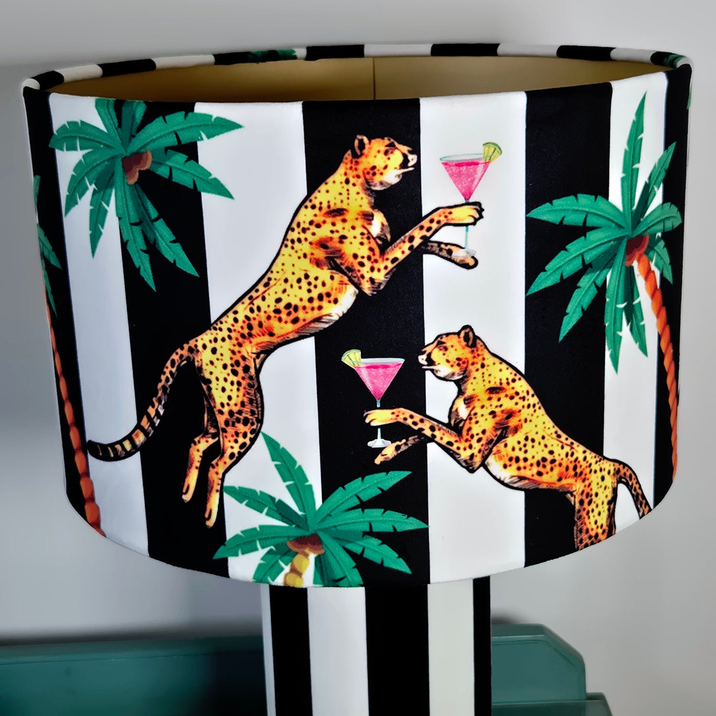 Cocktail Cheetah Black & White Striped Table Lamp