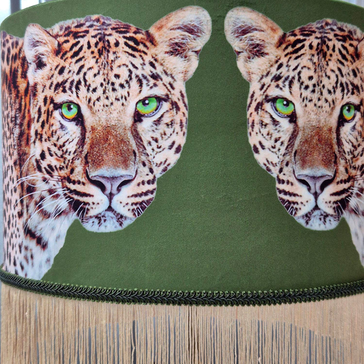 Leopard Lounge Olive Fringed Lampshade