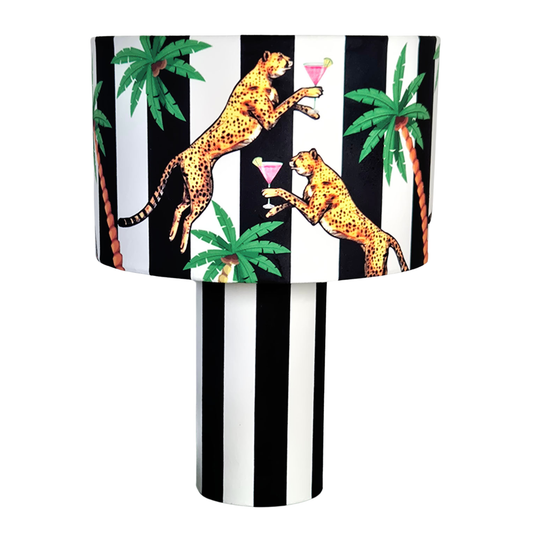 Cocktail Cheetah Black & White Striped Table Lamp