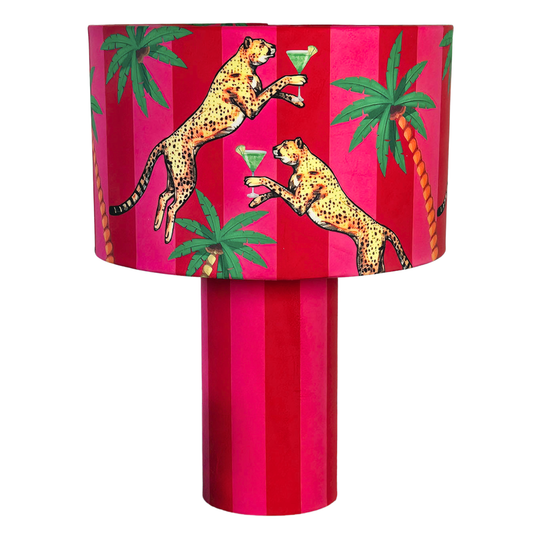 Cocktail Cheetah Red & Pink Striped Table Lamp