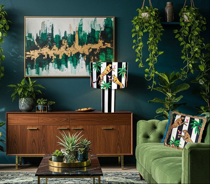 Cocktail Cheetah Black & White Striped Table Lamp