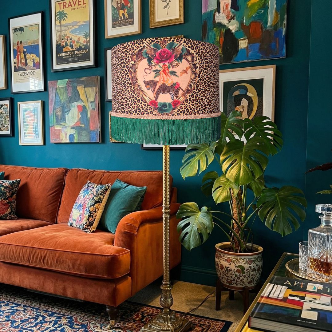 Tiger Rose Fringed Lampshade