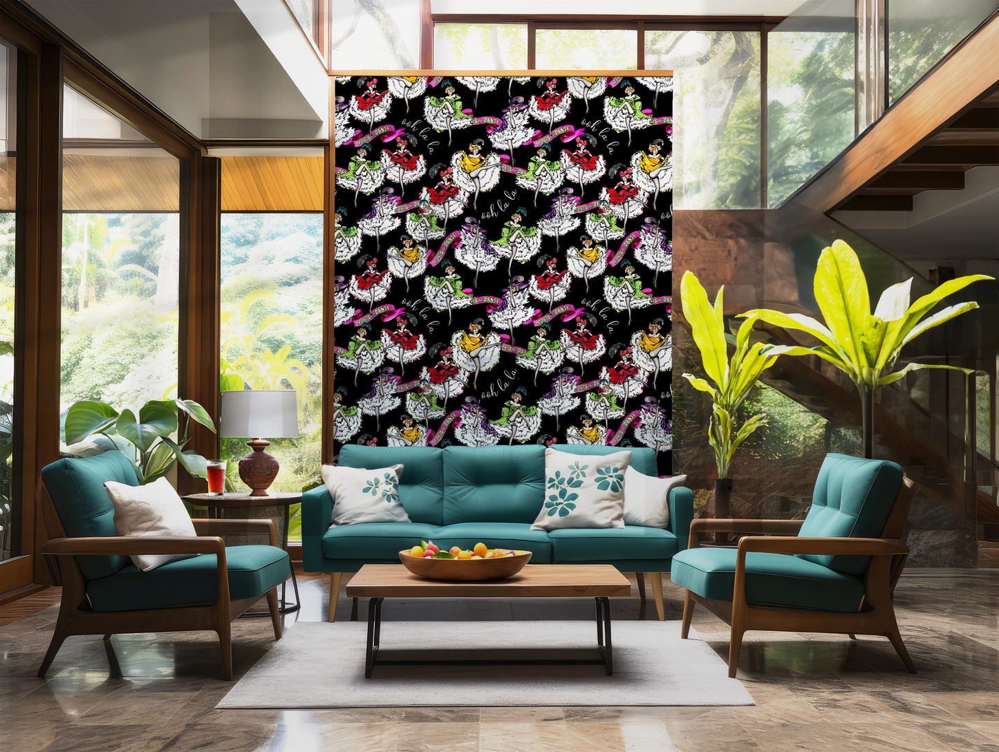 Black Ooh La La Wallpaper Peel and Stick, non-woven boudoir wallpaper, bedroom wallpaper, feminine wall paper, wall covering,