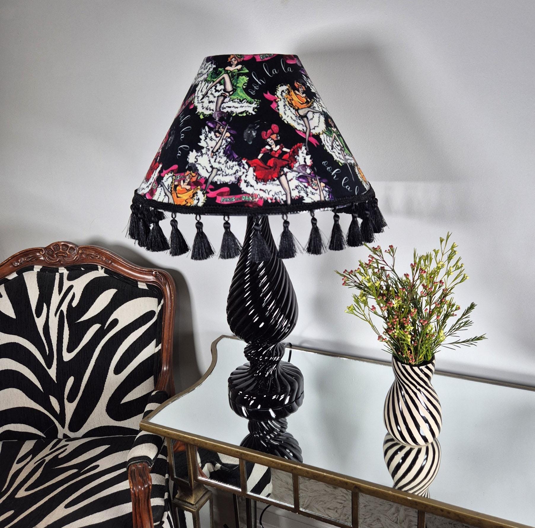 Dancing girls Black Tassel Lampshade for table lamp floor lamp, black coolie shade table lamp floor lamp ceiling pendant bold 16"