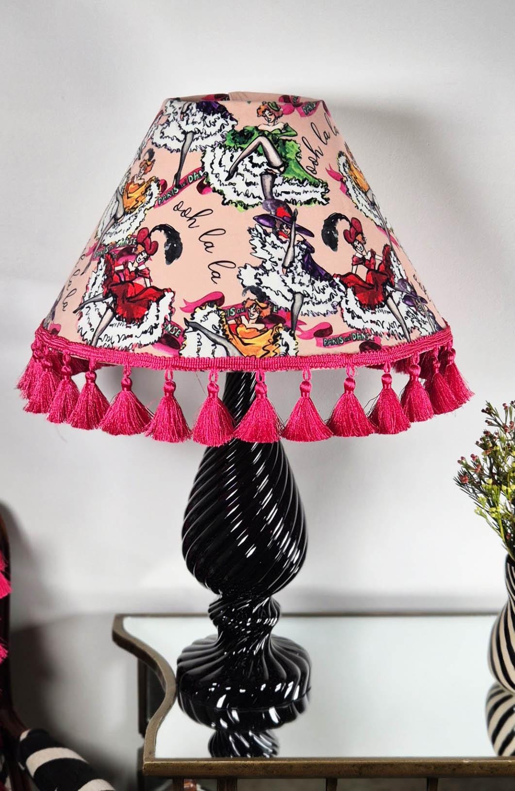 Can Can girls Parisian pink Tassel Lampshade for table lamp floor lamp, black coolie shade table lamp floor lamp ceiling pendant bold 16"