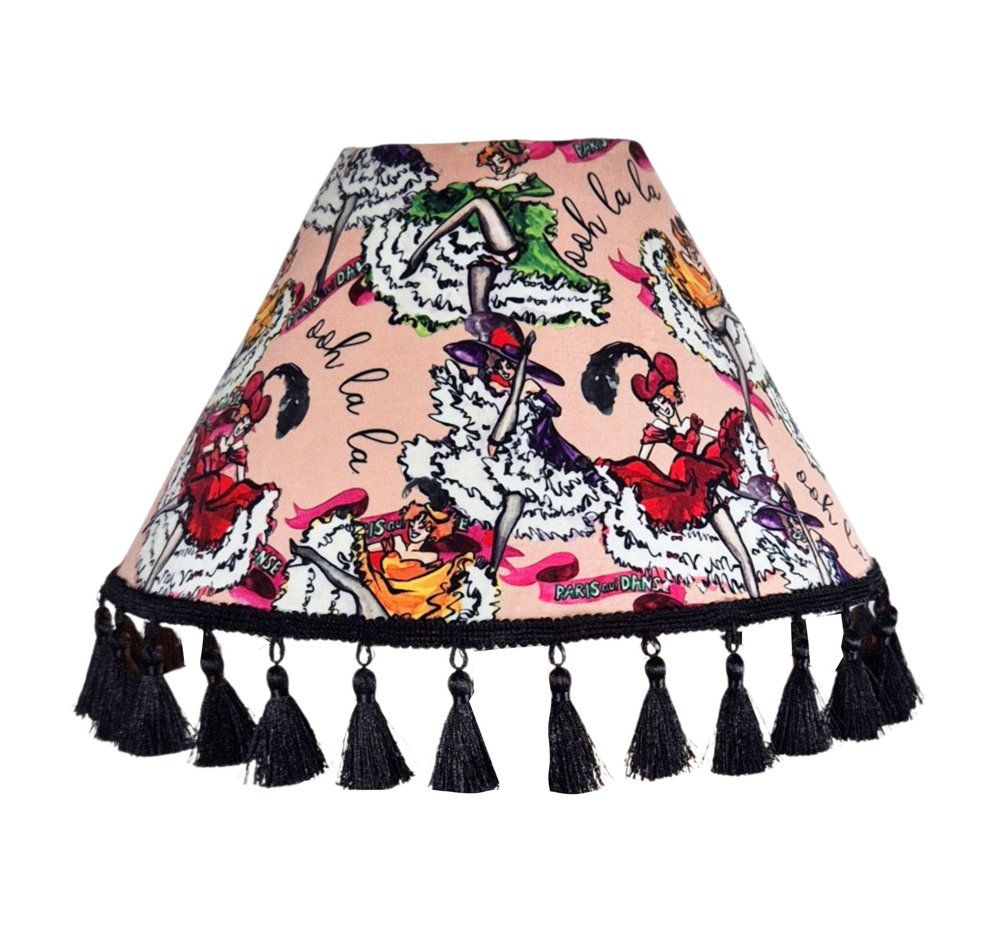 Can Can girls Parisian pink Tassel Lampshade for table lamp floor lamp, black coolie shade table lamp floor lamp ceiling pendant bold 16"