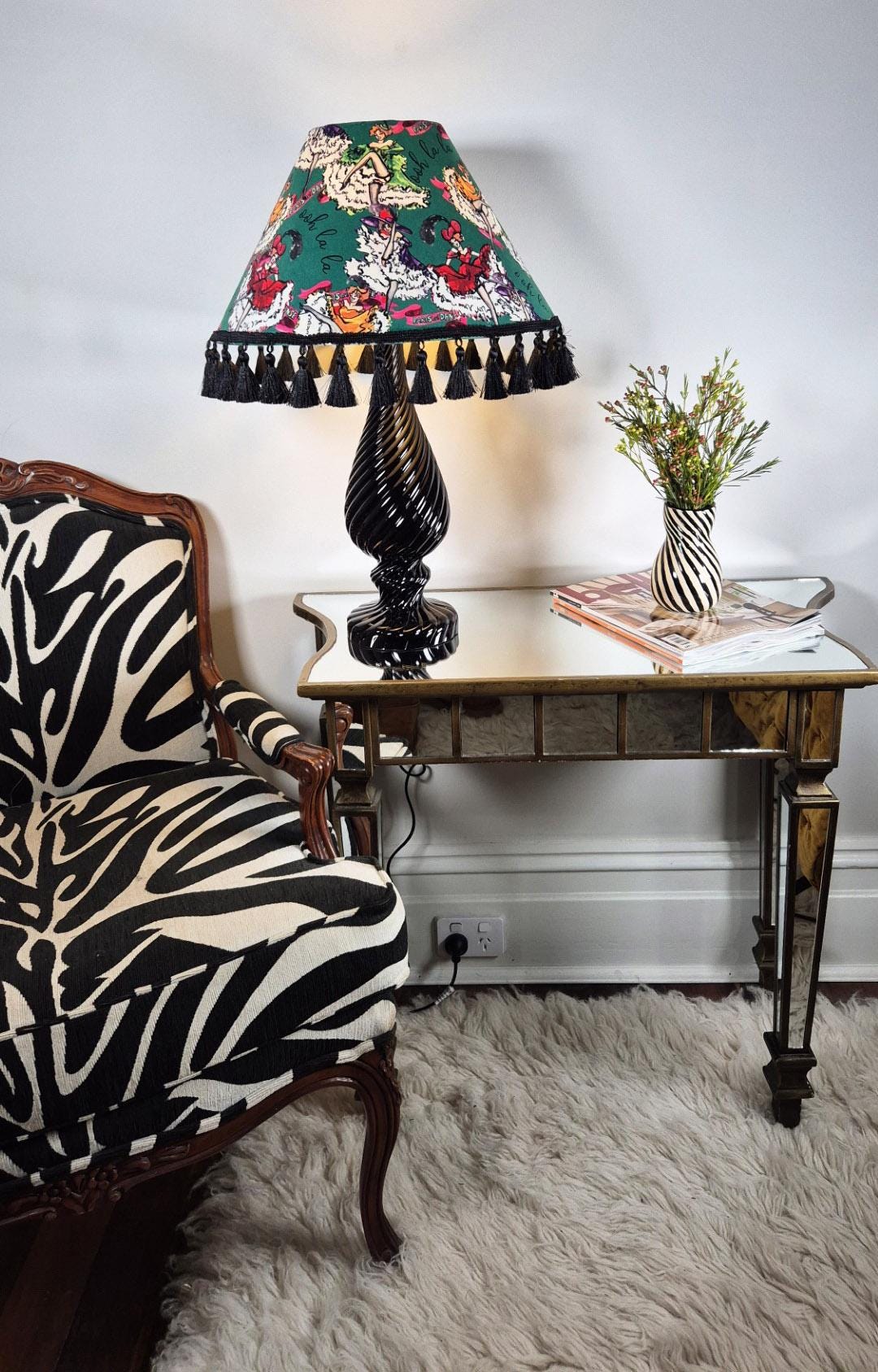 Can Can girls Jade Green Tassel Lampshade for table lamp floor lamp, black coolie shade table lamp floor lamp ceiling pendant bold 16"