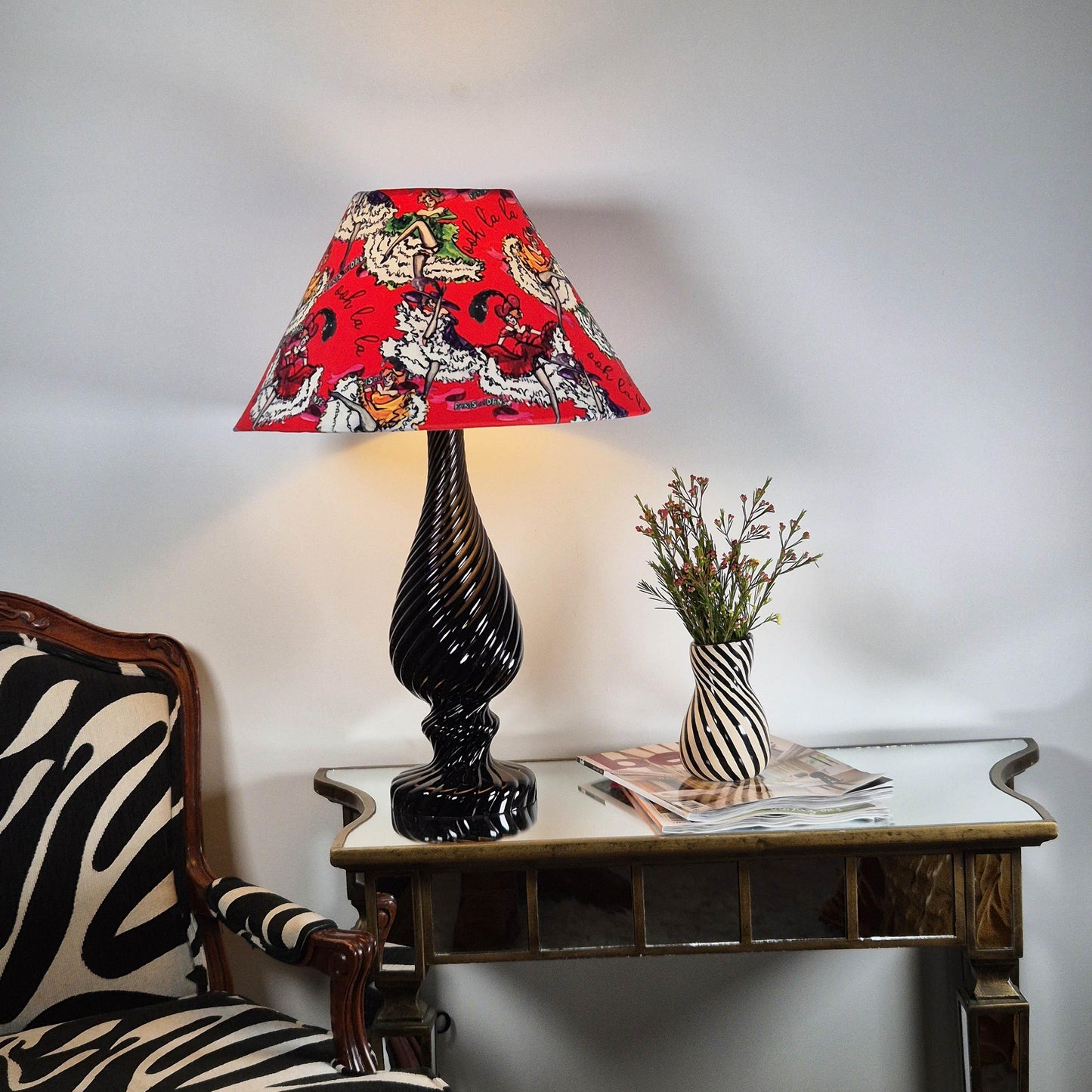 Can Can girls Red Lampshade for table lamp floor lamp, black coolie shade table lamp floor lamp ceiling pendant bold 16"