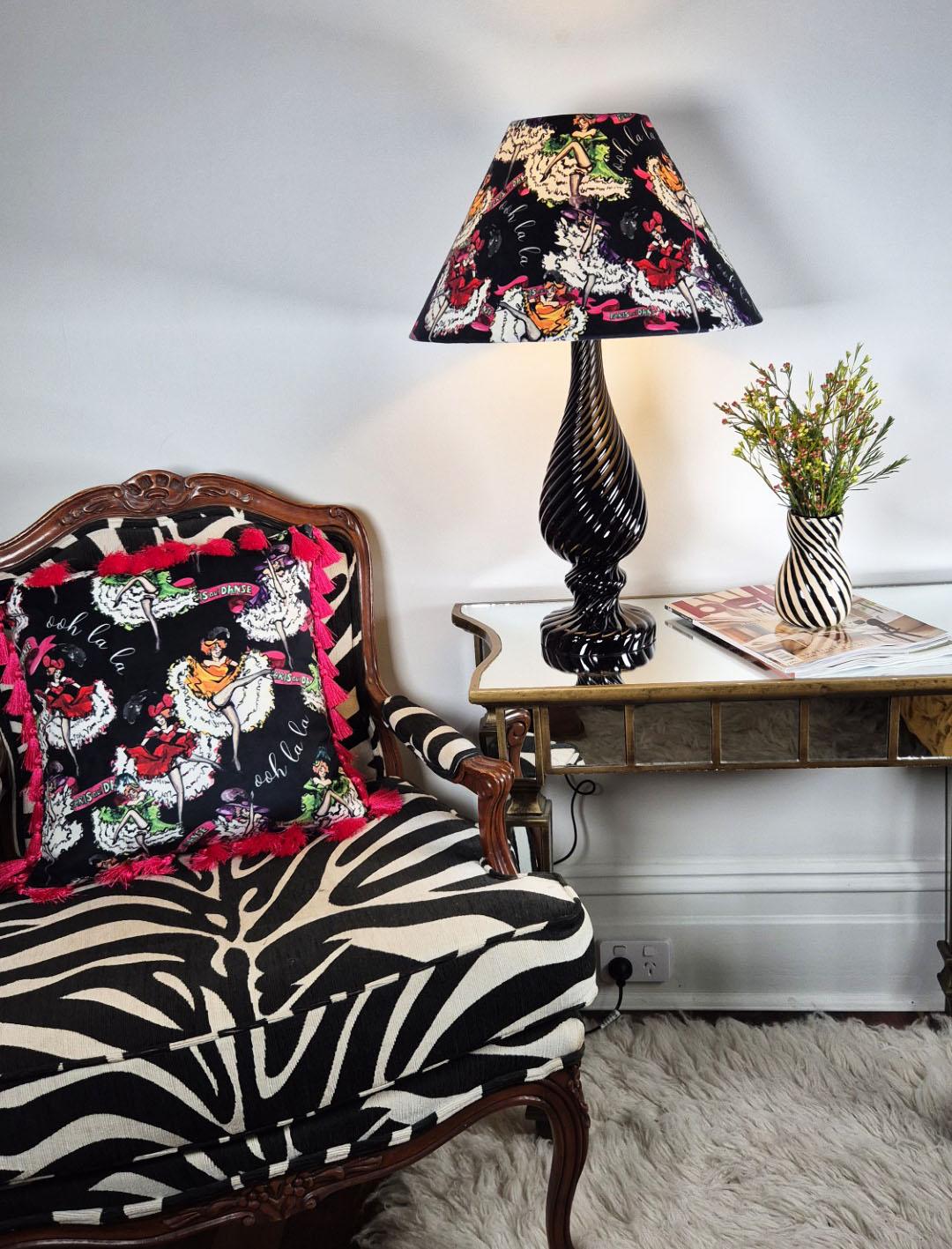 Black velvet cushion with tassels for bedroom dressing room french boudoir vintage printed decorative pillow fringe colourful cushion retro