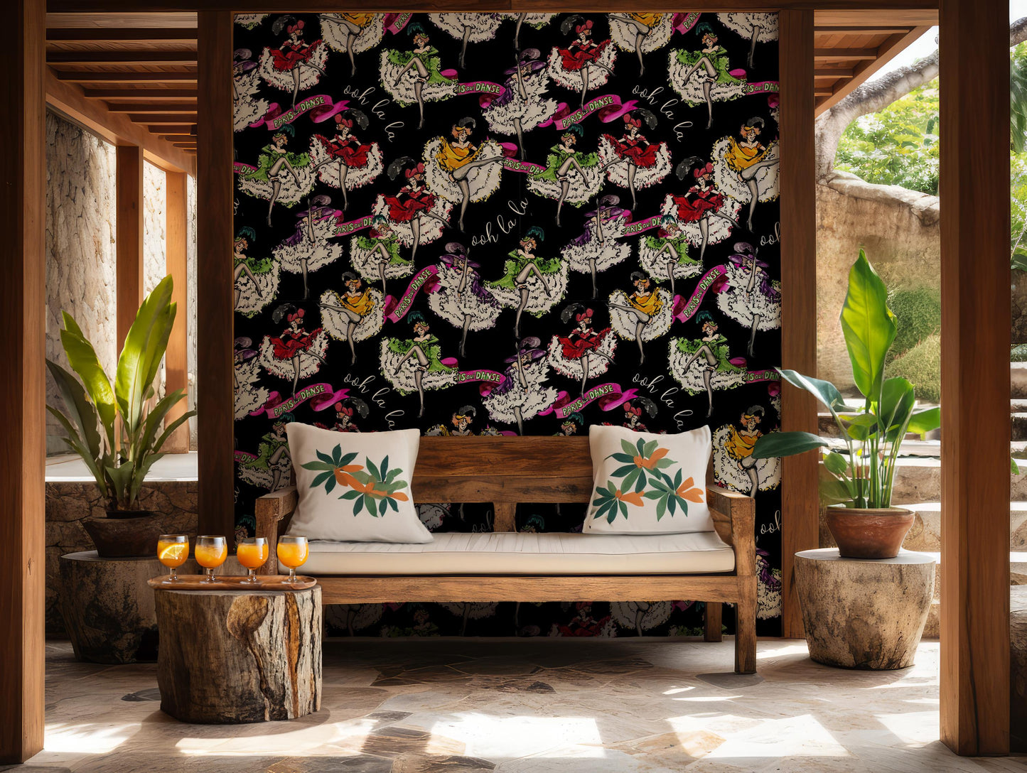 Black Ooh La La Wallpaper Peel and Stick, non-woven boudoir wallpaper, bedroom wallpaper, feminine wall paper, wall covering,