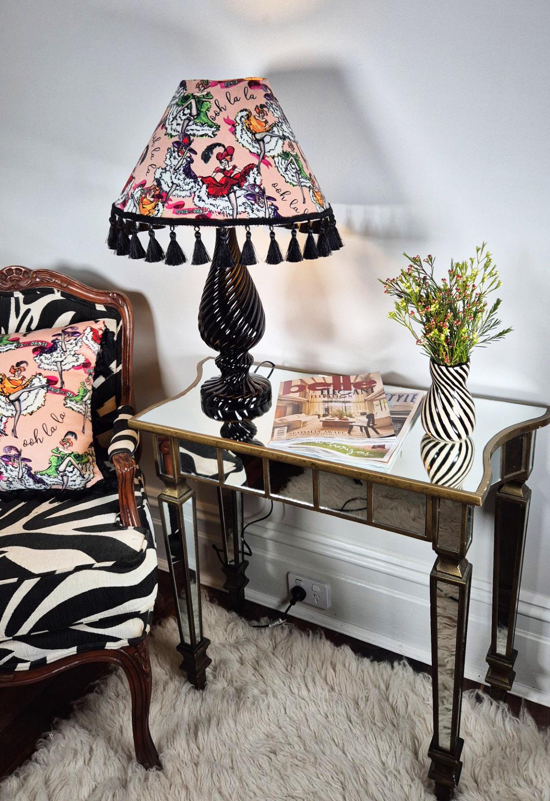 Can Can girls Parisian pink Tassel Lampshade for table lamp floor lamp, black coolie shade table lamp floor lamp ceiling pendant bold 16"