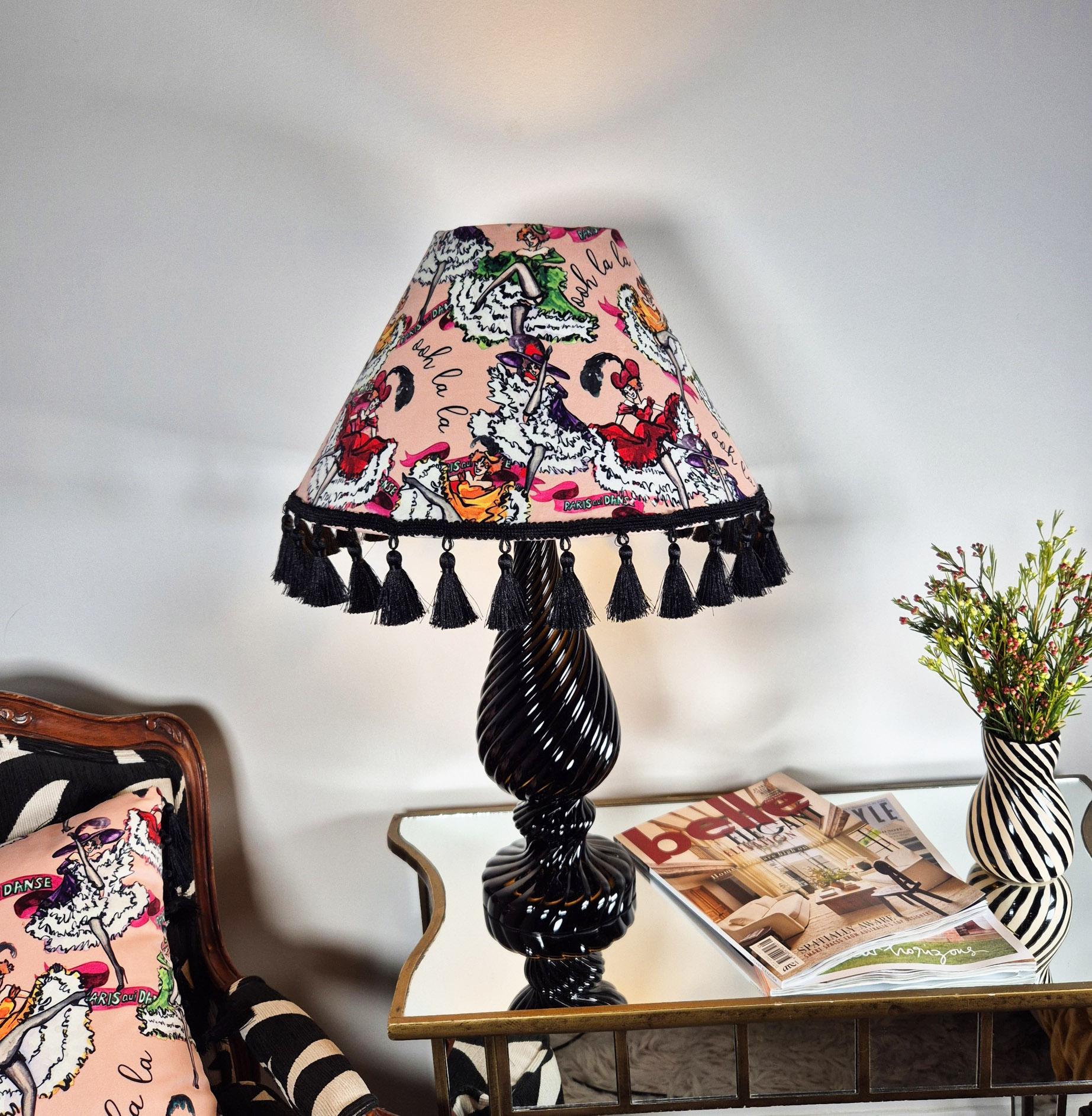 Can Can girls Parisian pink Tassel Lampshade for table lamp floor lamp, black coolie shade table lamp floor lamp ceiling pendant bold 16"