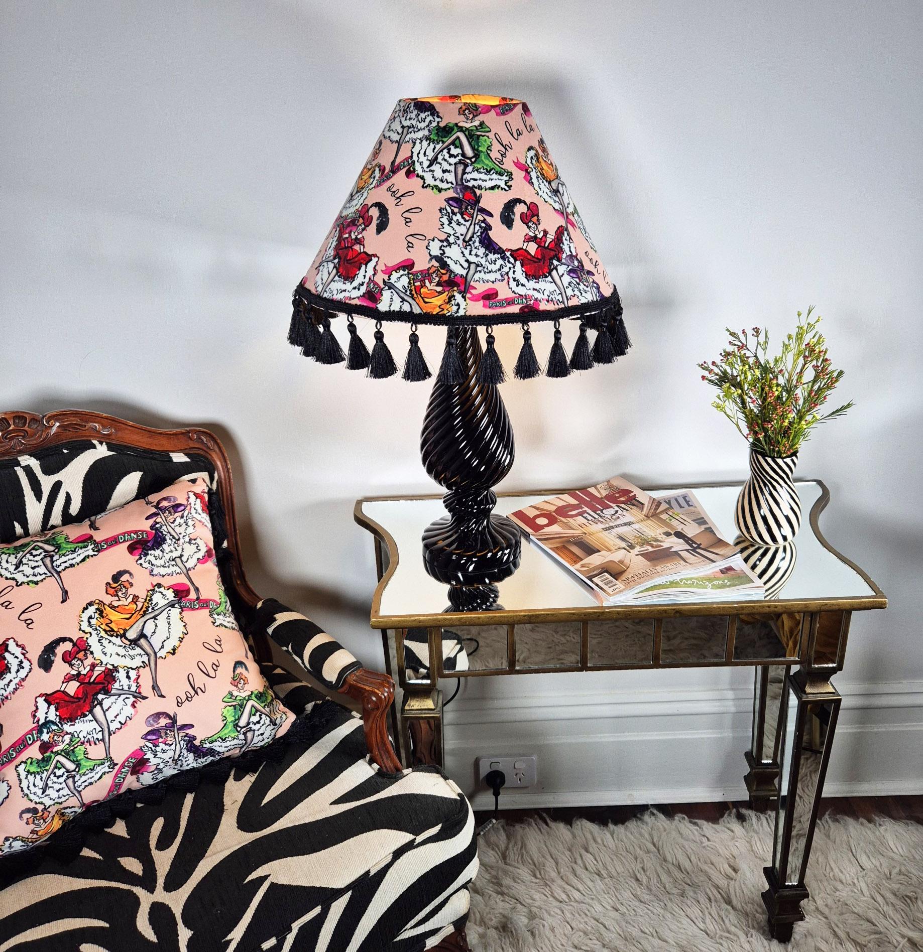 Can Can girls Parisian pink Tassel Lampshade for table lamp floor lamp, black coolie shade table lamp floor lamp ceiling pendant bold 16"