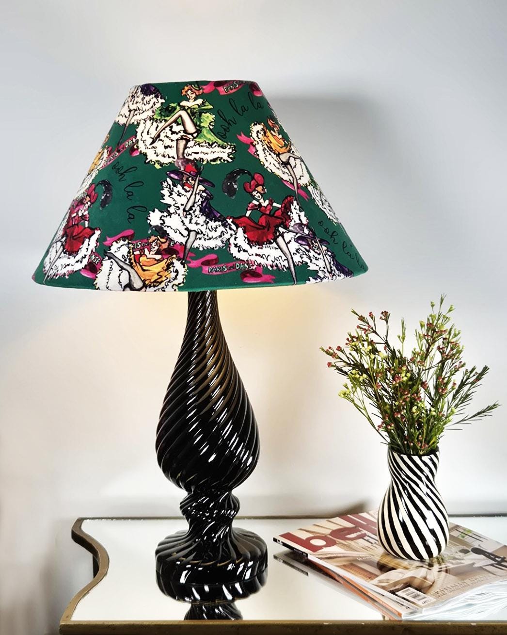 Can Can girls jade green Lampshade for table lamp floor lamp, black coolie shade table lamp floor lamp ceiling pendant bold 16"