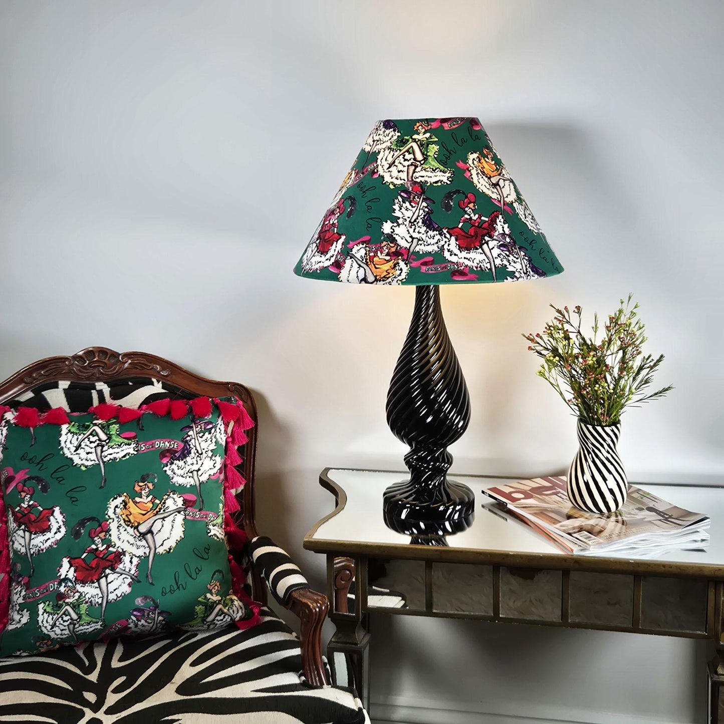Can Can girls jade green Lampshade for table lamp floor lamp, black coolie shade table lamp floor lamp ceiling pendant bold 16"