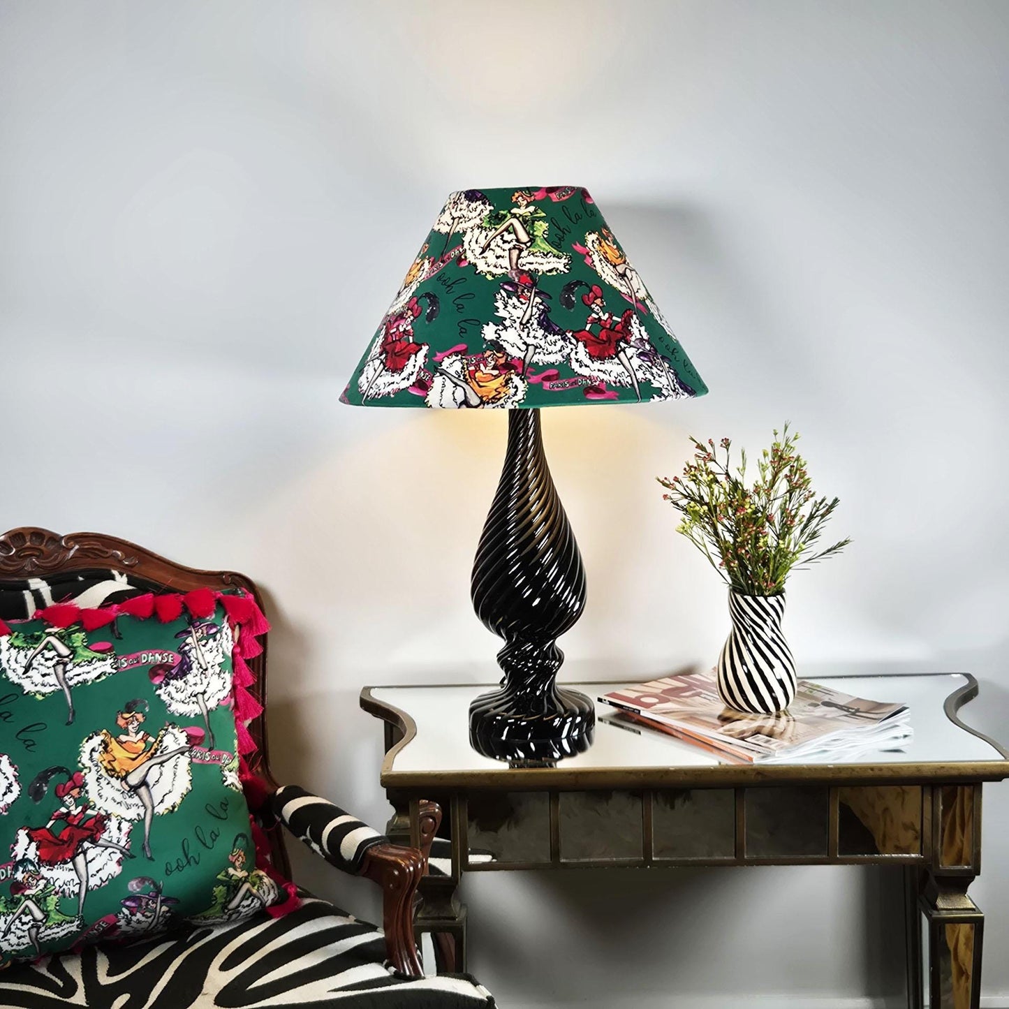 Can Can girls jade green Lampshade for table lamp floor lamp, black coolie shade table lamp floor lamp ceiling pendant bold 16"