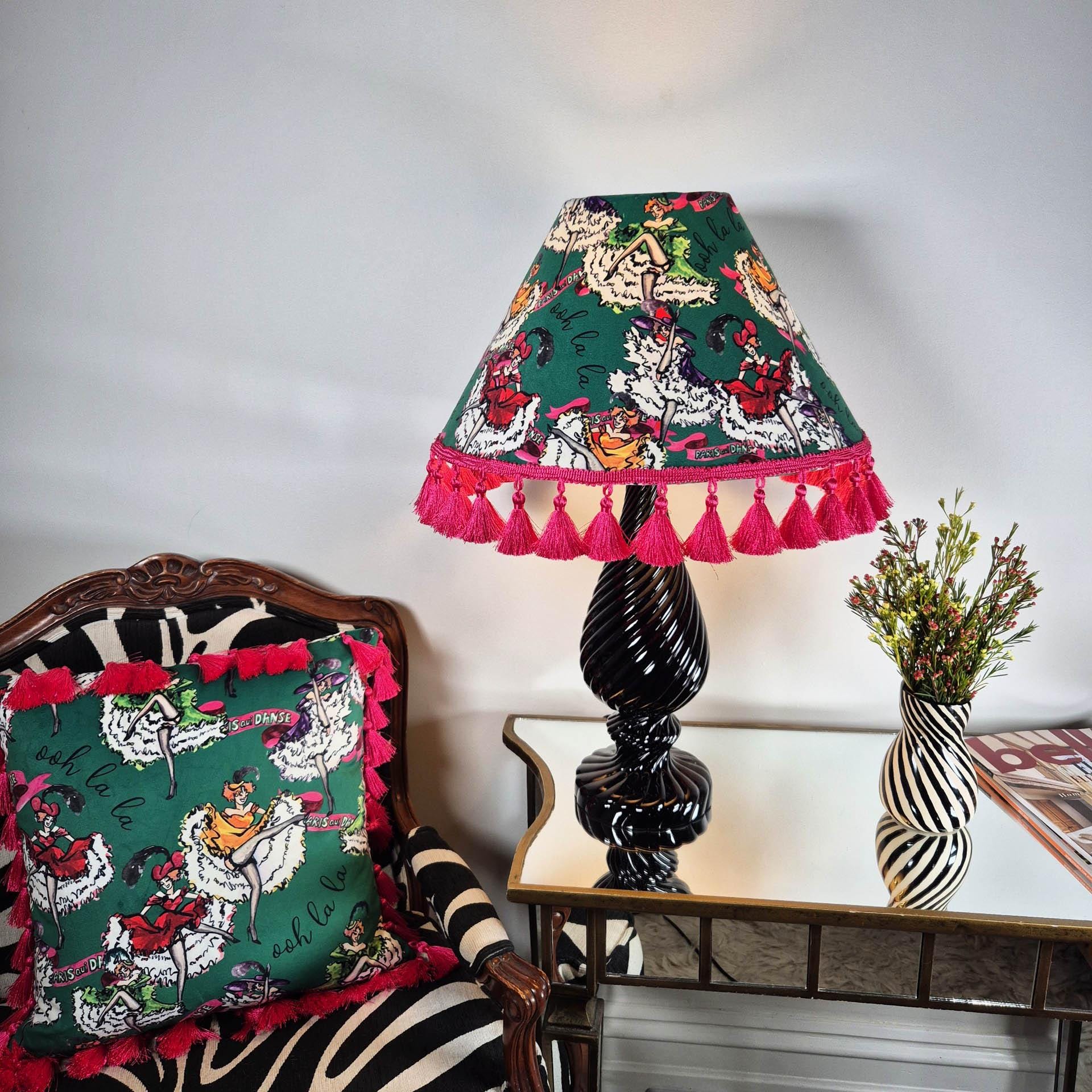 Can Can girls Jade Green Tassel Lampshade for table lamp floor lamp, black coolie shade table lamp floor lamp ceiling pendant bold 16"