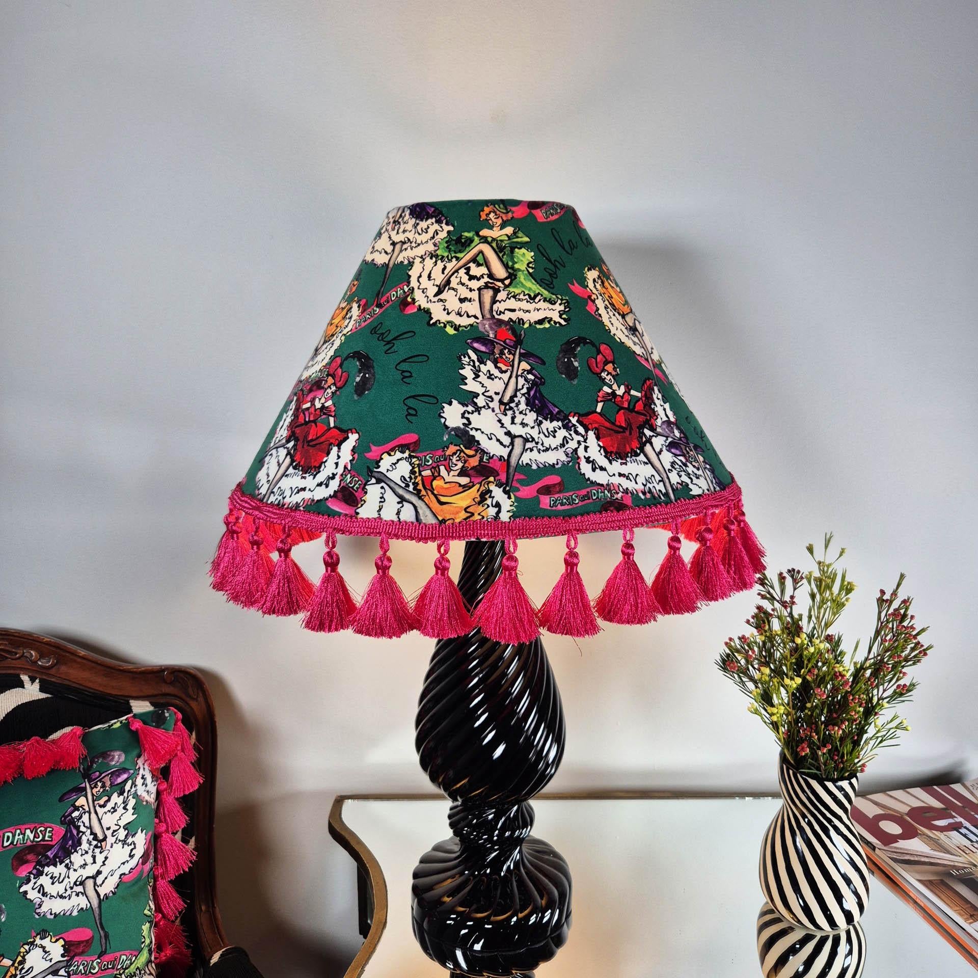 Can Can girls Jade Green Tassel Lampshade for table lamp floor lamp, black coolie shade table lamp floor lamp ceiling pendant bold 16"