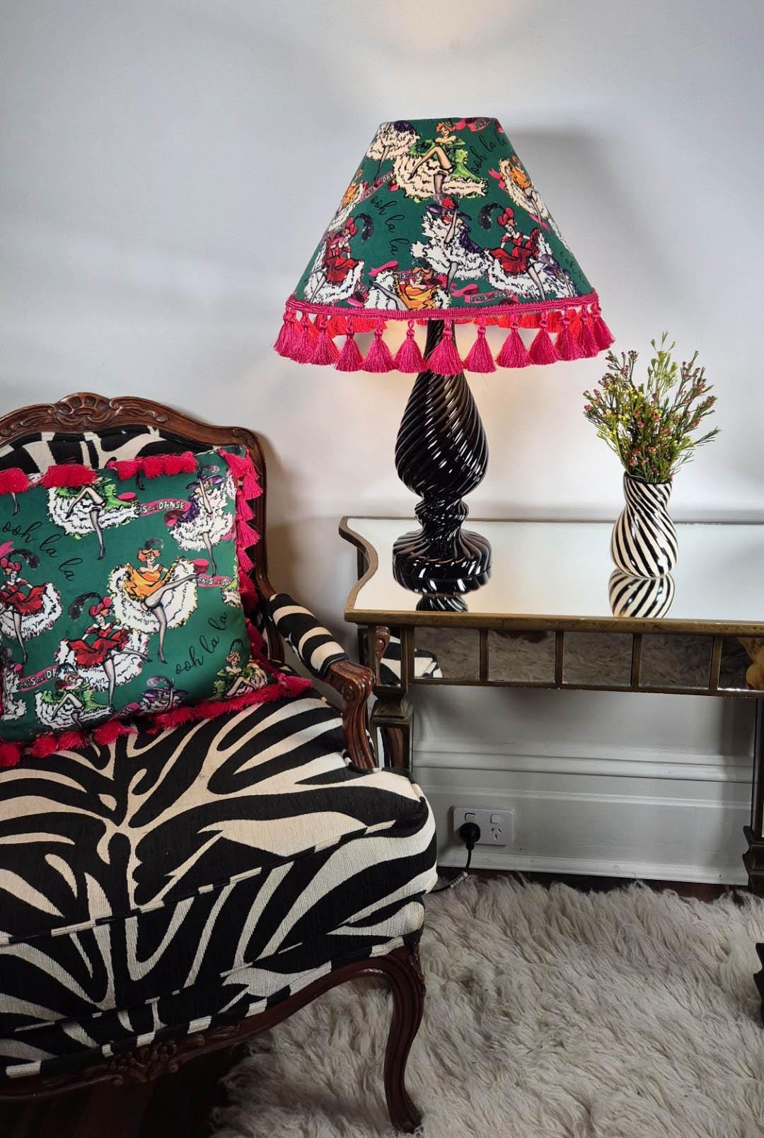 Can Can girls Jade Green Tassel Lampshade for table lamp floor lamp, black coolie shade table lamp floor lamp ceiling pendant bold 16"