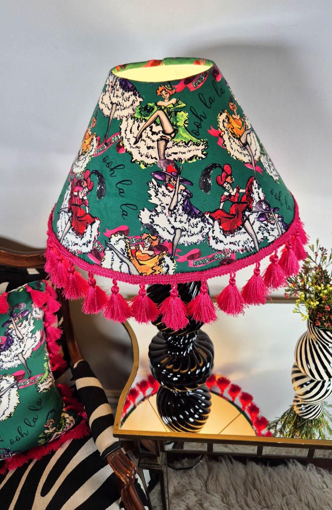 Can Can girls Jade Green Tassel Lampshade for table lamp floor lamp, black coolie shade table lamp floor lamp ceiling pendant bold 16"