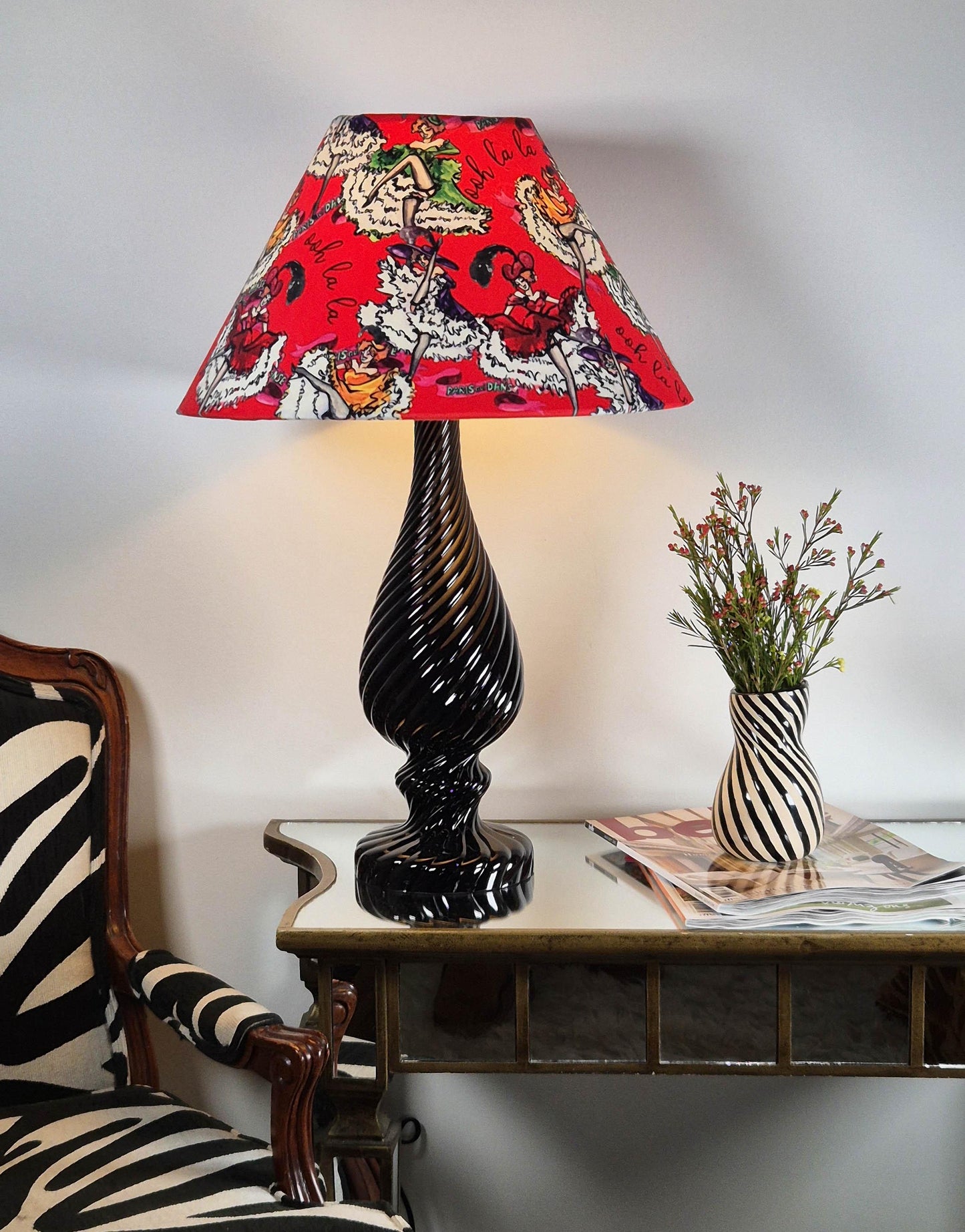 Can Can girls Red Lampshade for table lamp floor lamp, black coolie shade table lamp floor lamp ceiling pendant bold 16"