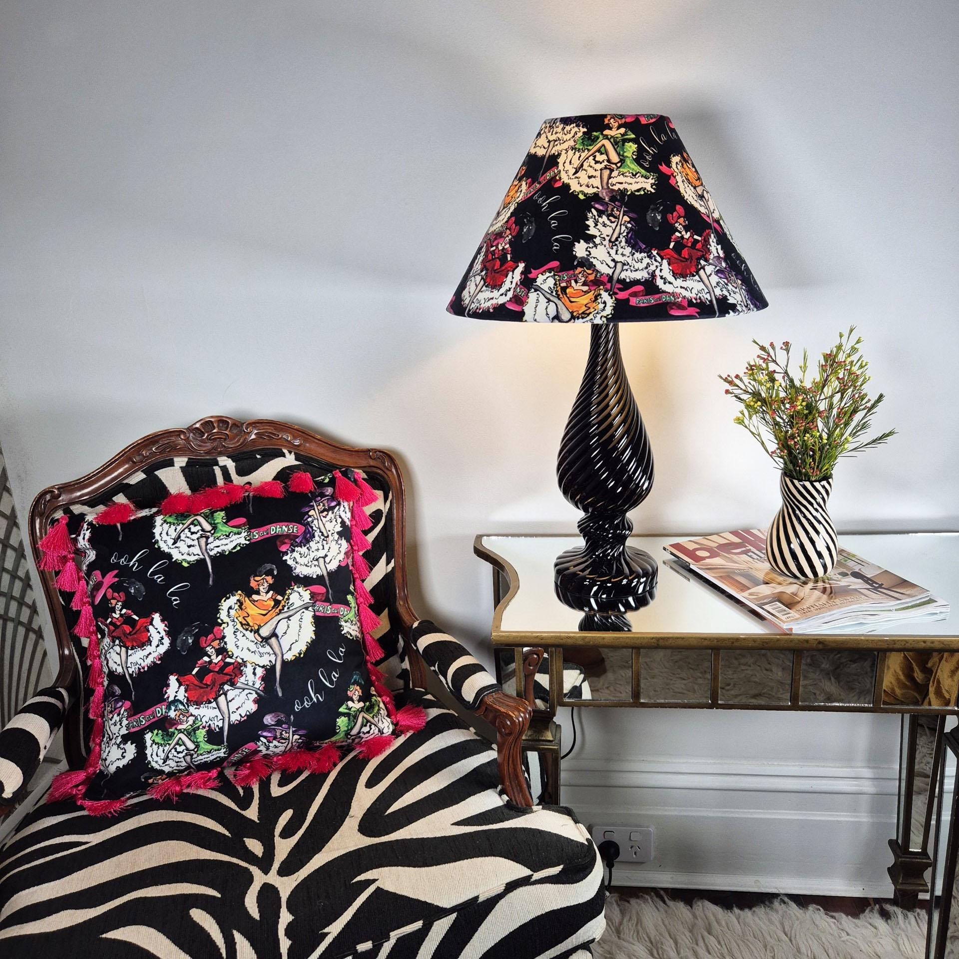 Black velvet cushion with tassels for bedroom dressing room french boudoir vintage printed decorative pillow fringe colourful cushion retro