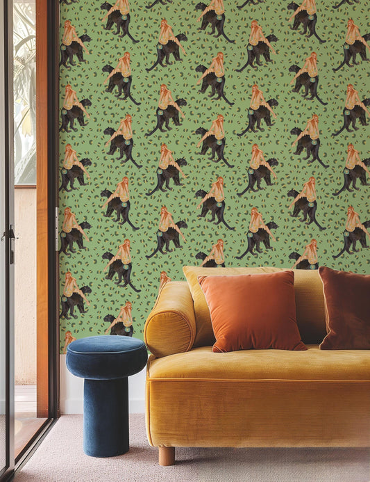 Abigail Ivory leopard Wallpaper Peel and Stick, jungle panther non-woven paper, vintage style wall paper, statement wallpaper, cool