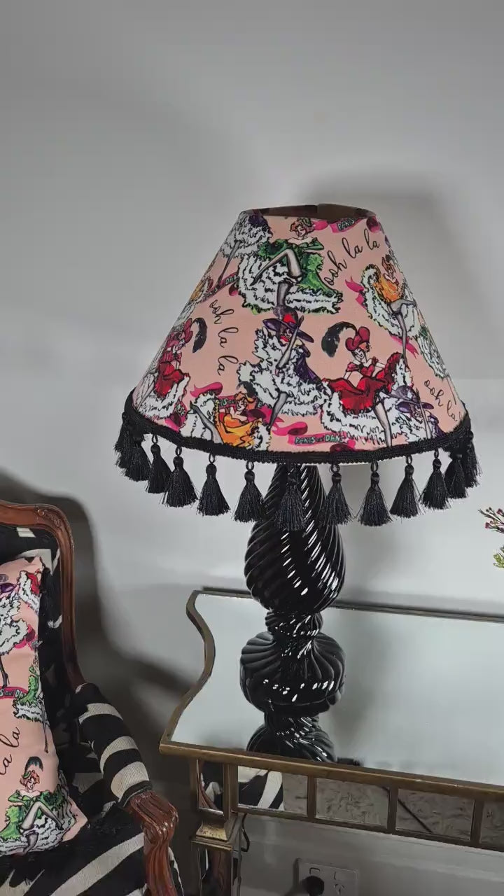 Can Can girls Parisian pink Tassel Lampshade for table lamp floor lamp, black coolie shade table lamp floor lamp ceiling pendant bold 16"