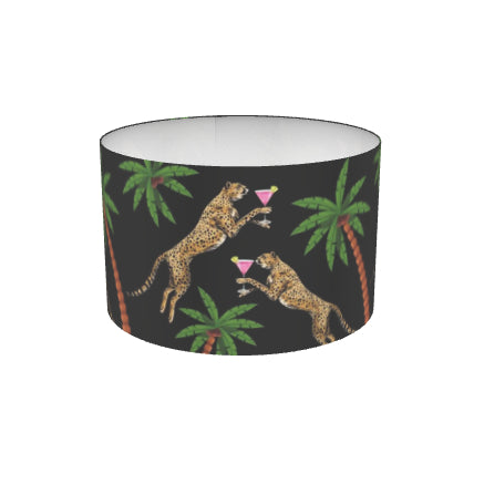 Cocktail Cheetah Drum Lampshade Black