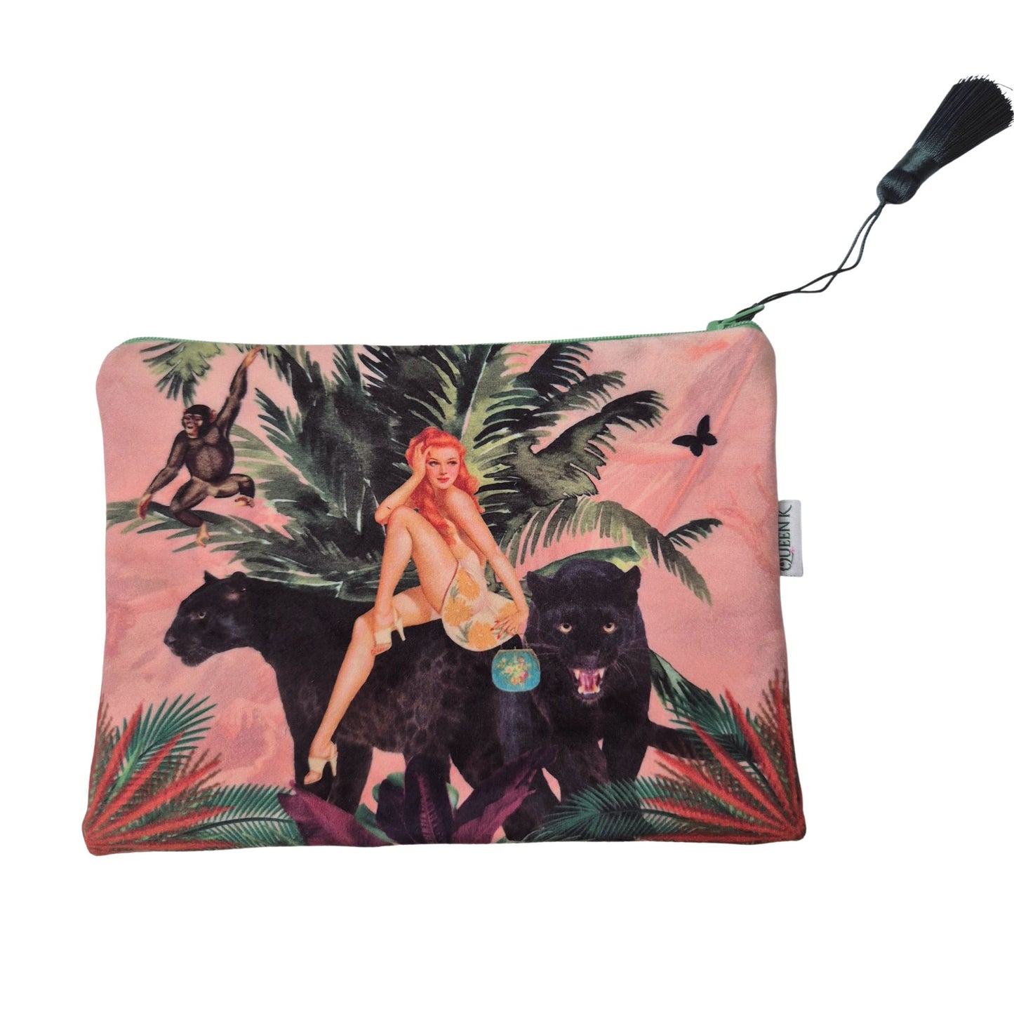 Jungle Pink Velvet Cosmetics Purse