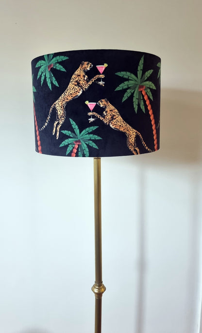 Cocktail Cheetah Drum Lampshade Black