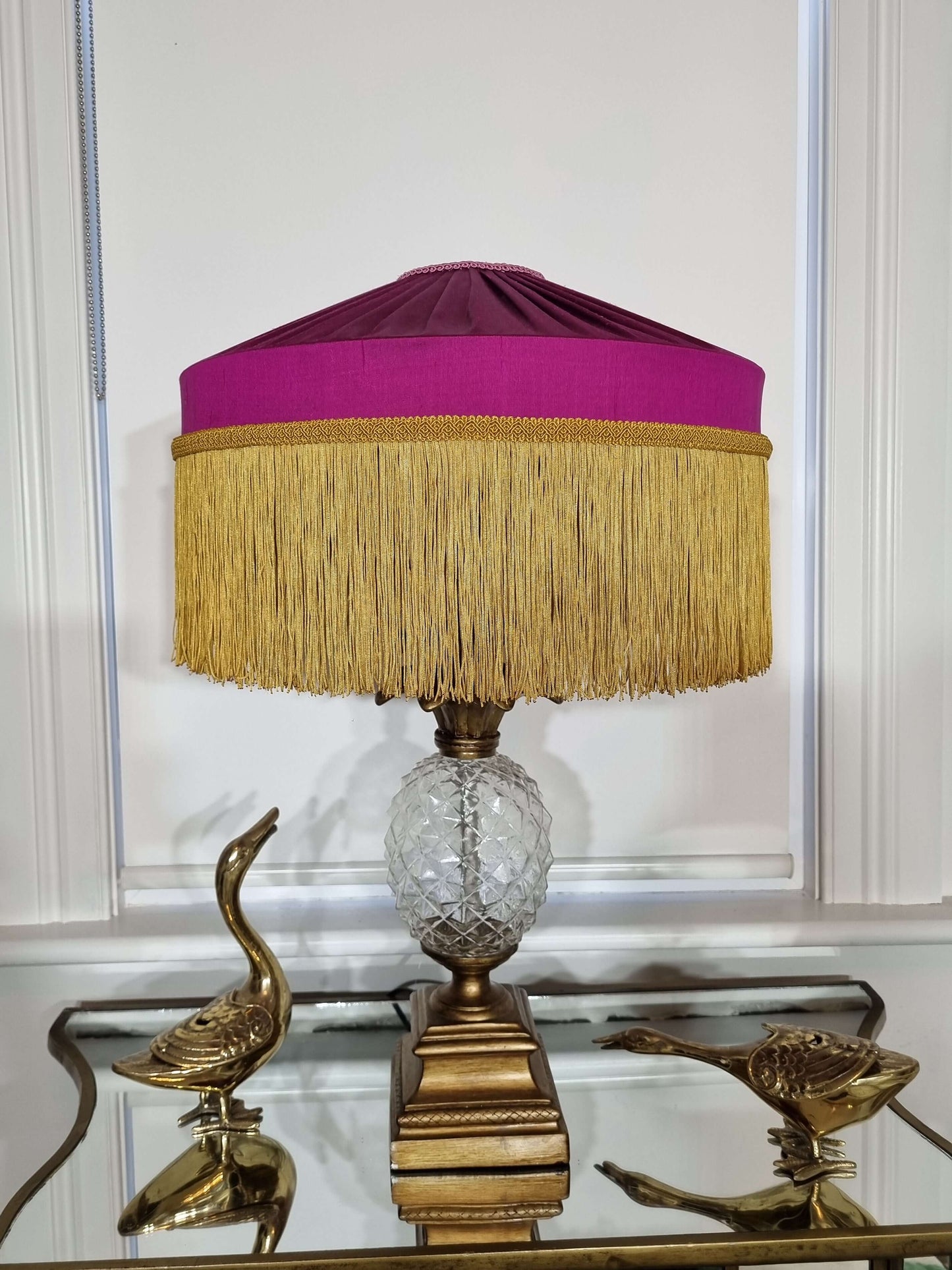 Majestic Magenta Fringed Lampshade