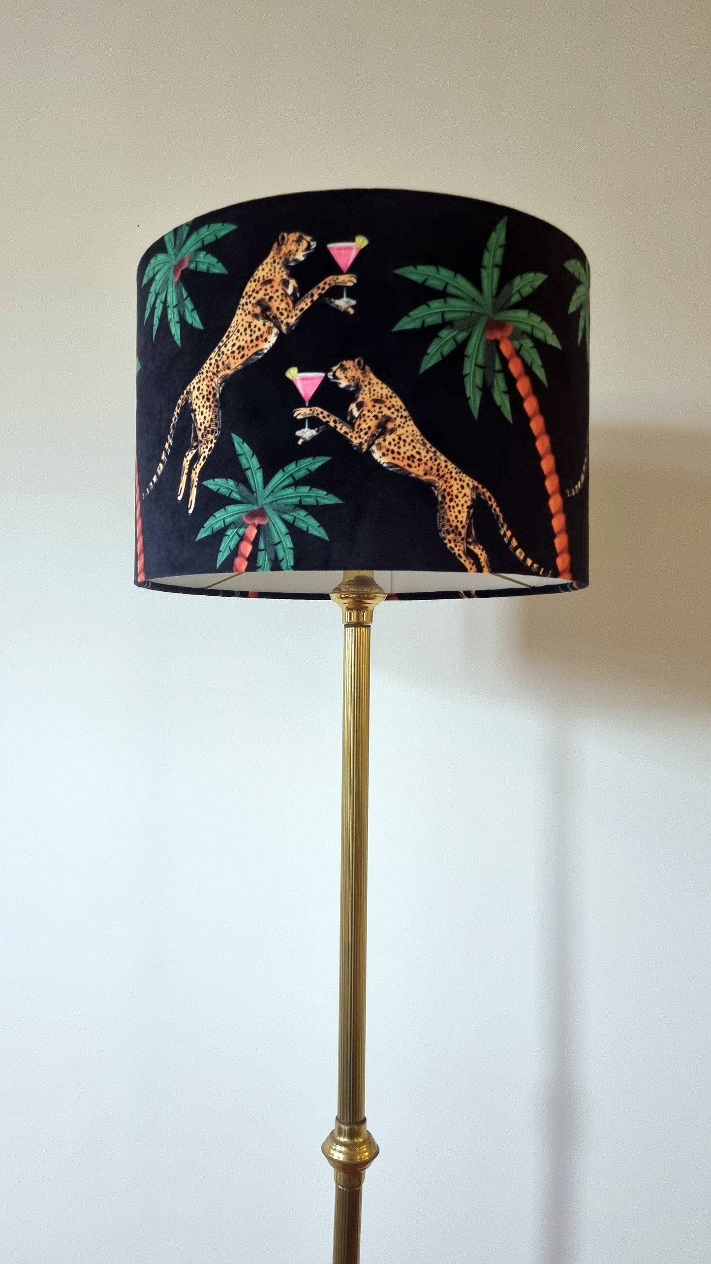 Cocktail Cheetah Drum Lampshade Black