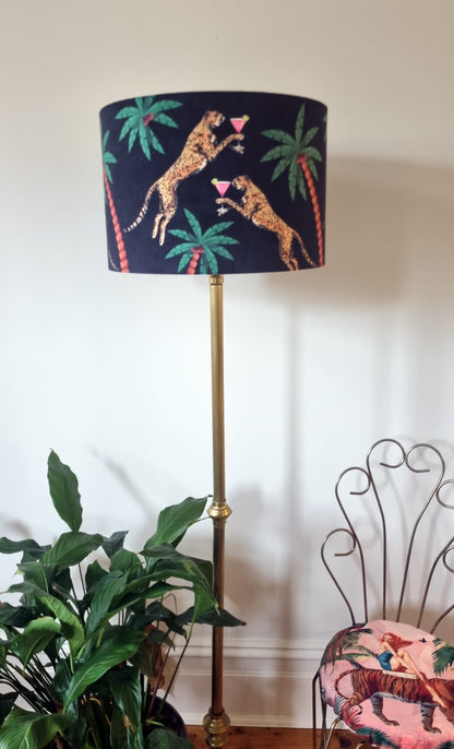 Cocktail Cheetah Drum Lampshade Black