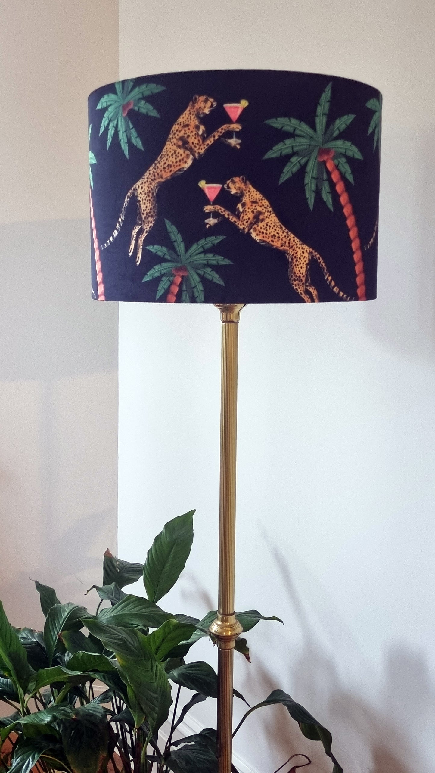 Cocktail Cheetah Drum Lampshade Black