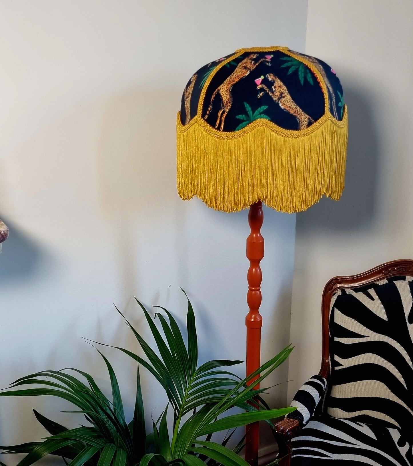 Cocktail Cheetah Art Deco Fringed Lampshade