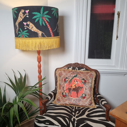 Cocktail Cheetah Tassel Drum Lampshade Black