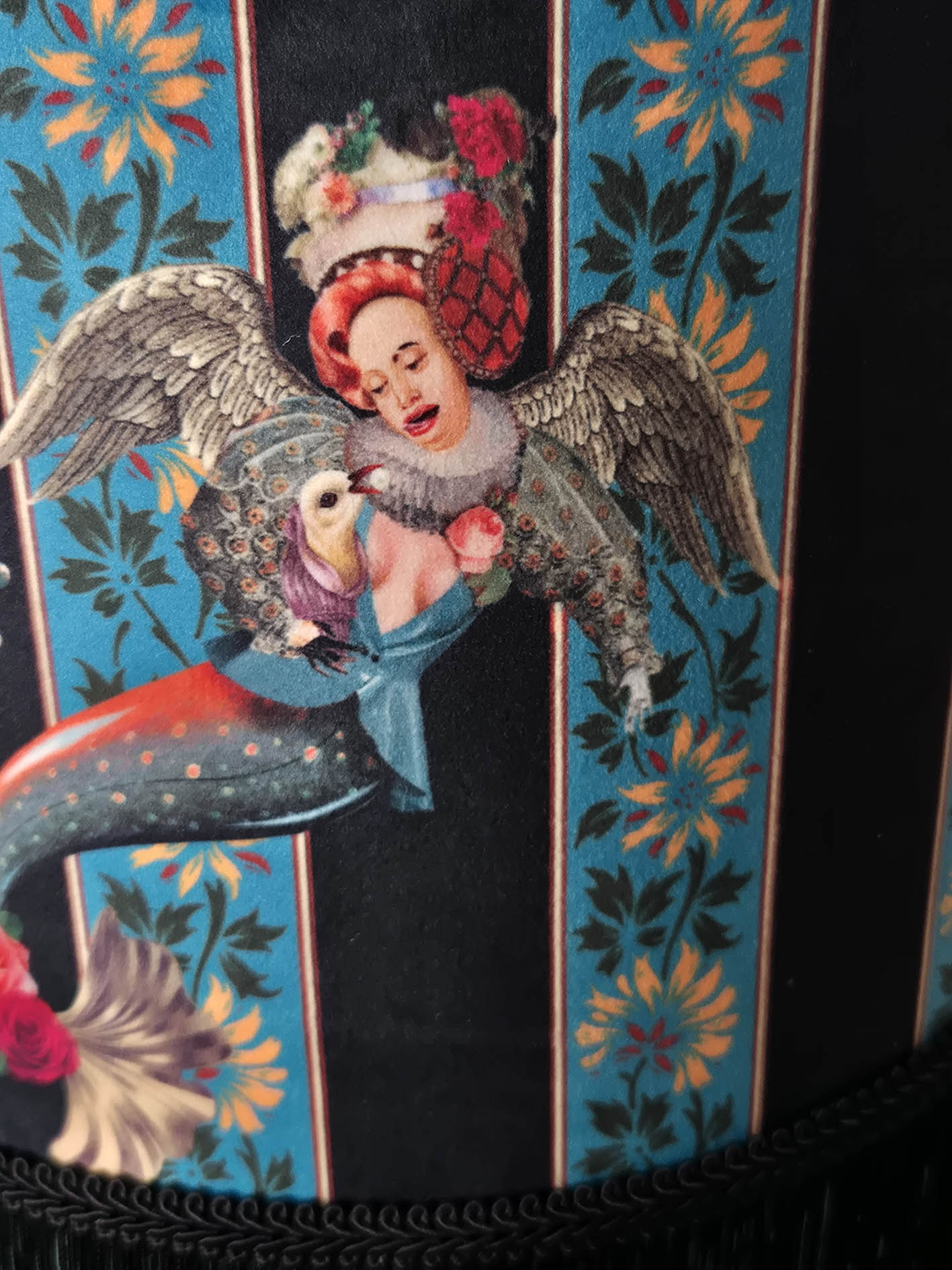 Mermaid Blue Fringed Drum Lampshade Queen K