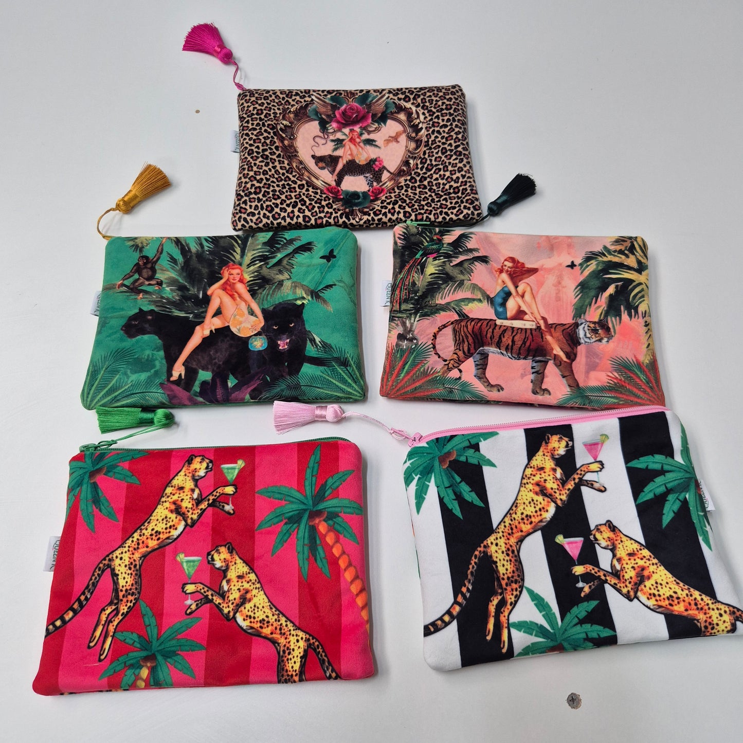 Jungle Green Velvet Cosmetics Purse