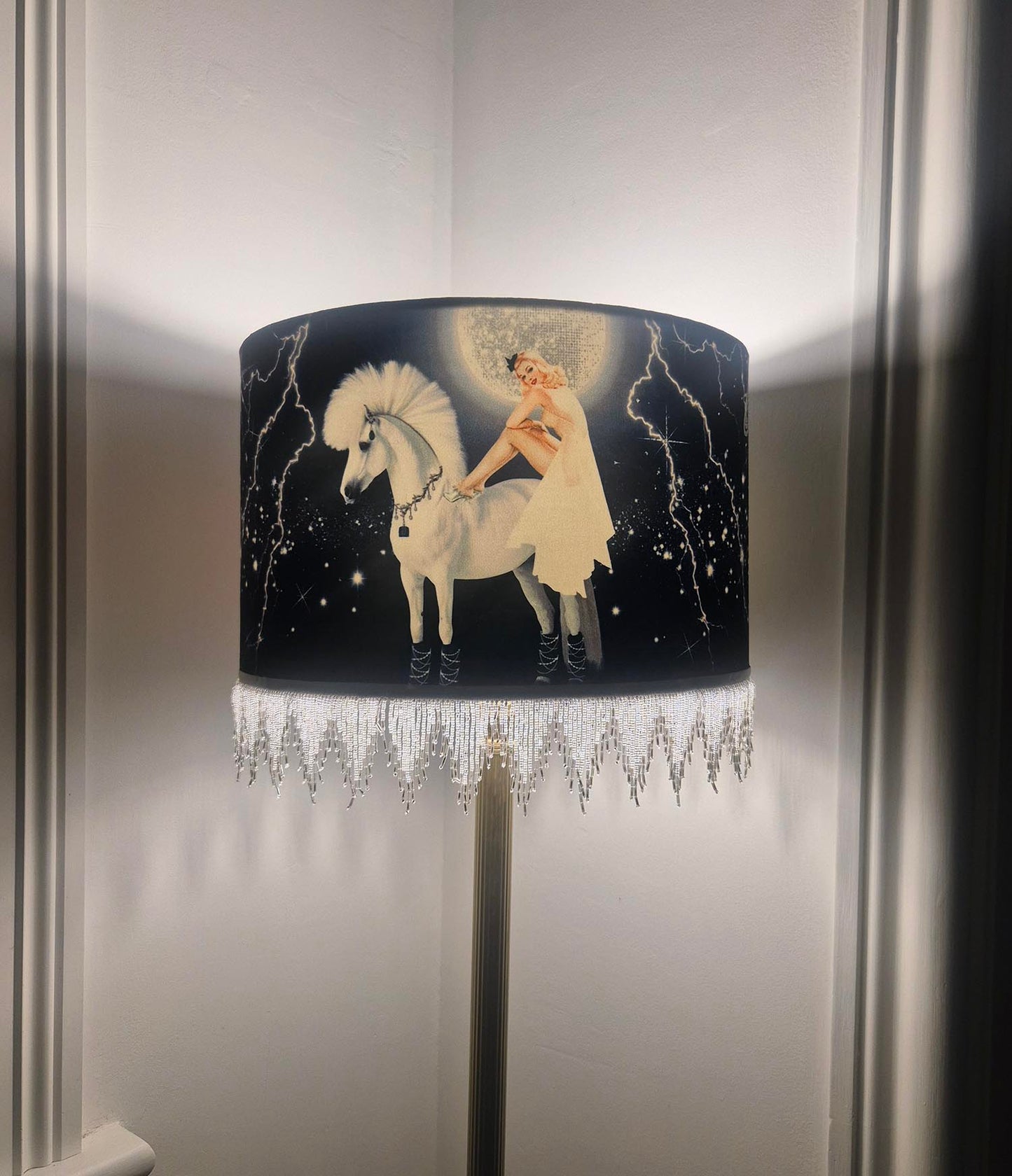 Celestial Goddess Beaded Fringe Lampshade