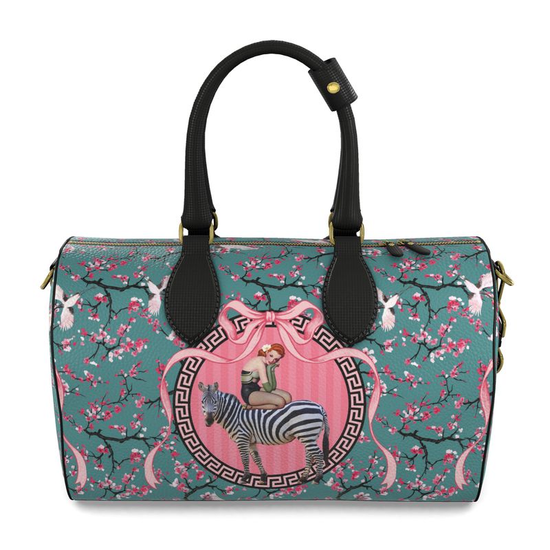 Gigi Duffle Weekender Leather Bag Blue
