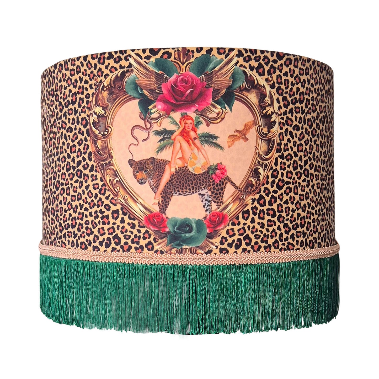 Tiger Rose Leopard print Fringed Lampshade