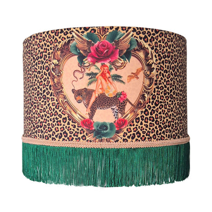 Tiger Rose Leopard print Fringed Lampshade