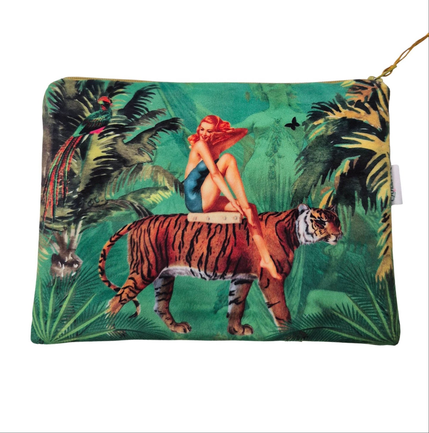 Jungle Green Velvet Cosmetics Purse