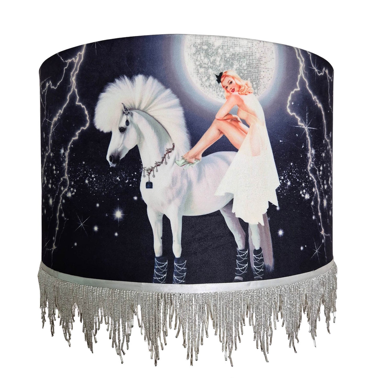 Celestial Goddess Beaded Fringe Lampshade