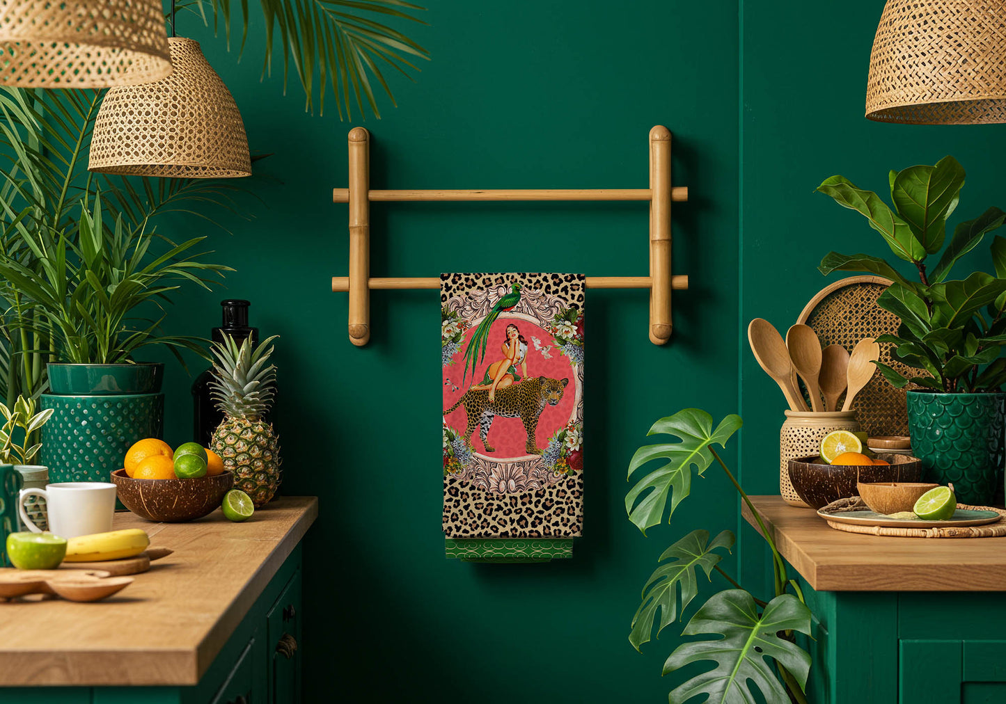 Alice Retro Glamour 100% Linen Tea Towel