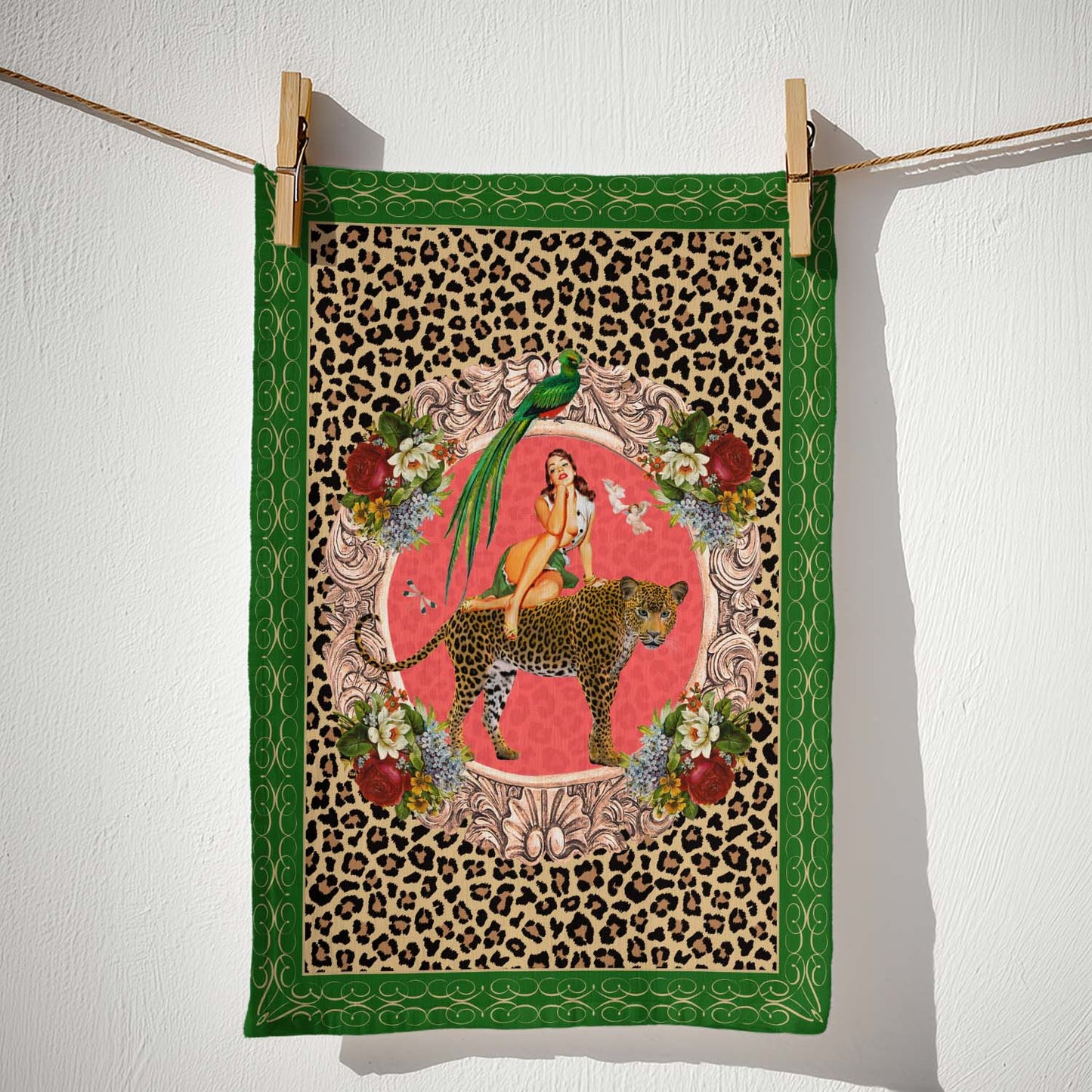 Alice Retro Glamour 100% Linen Tea Towel